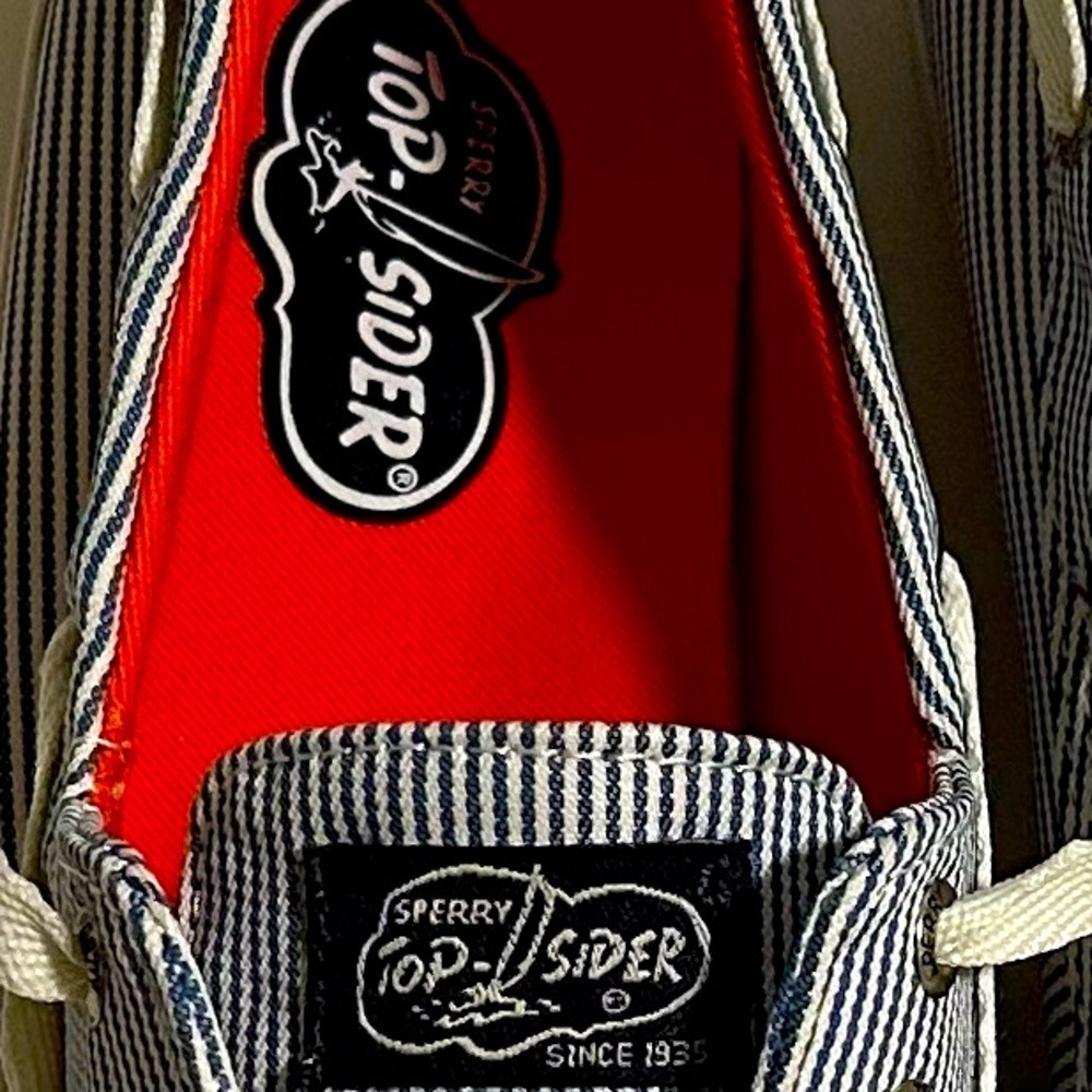 Sperry Top-Sider Blue and White Striped Boat Shoes New Women's Size‎ 8.5M Summer - Picture 8 of 15